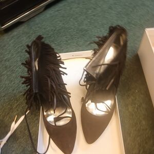 Calvin Klein Black Fringe Heels